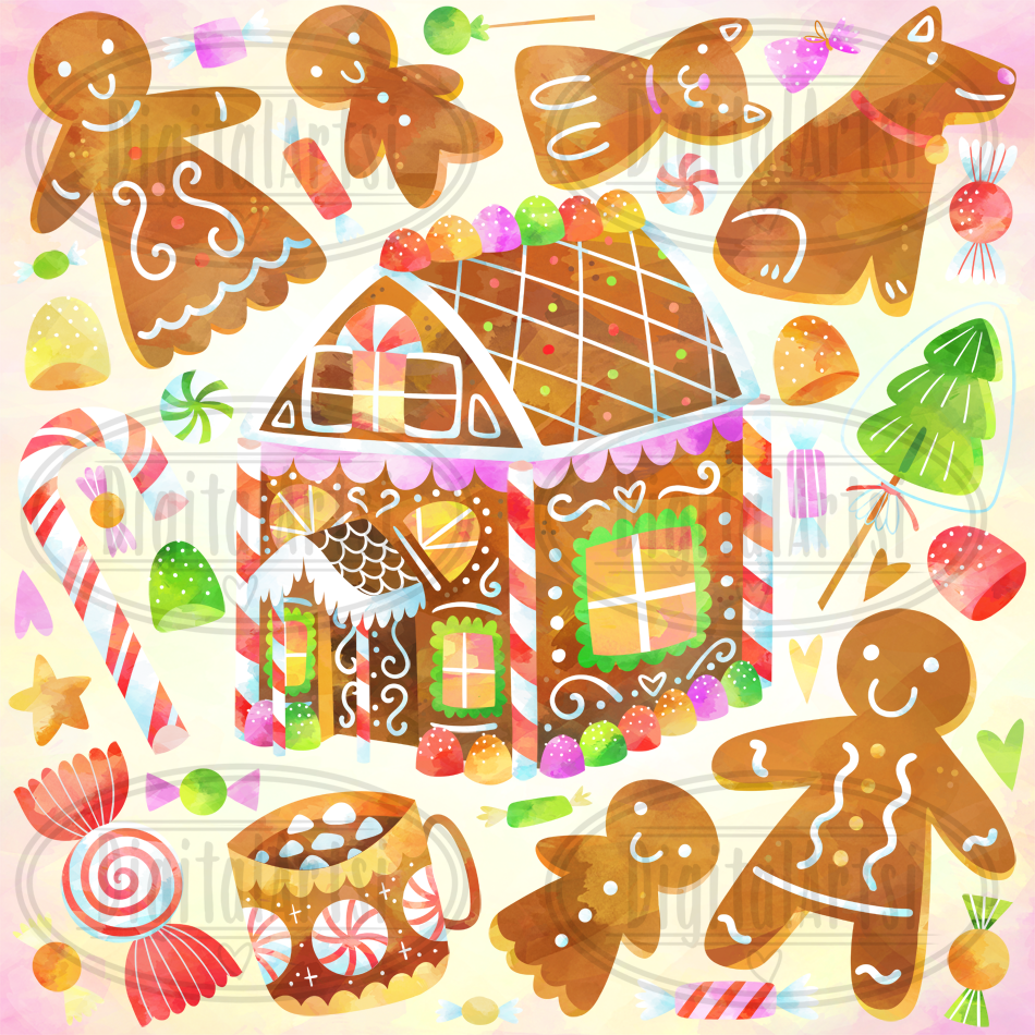 Gingerbread Christmas Material Set Set Gingerbread Stock Vector (Royalty  Free) 2203490615