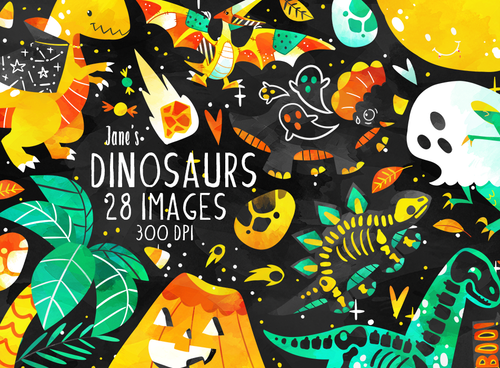 Halloween Dinosaurs Graphics Set